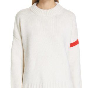 La Ligne Varsity Cashmere Sweater Size Small, White with Red details